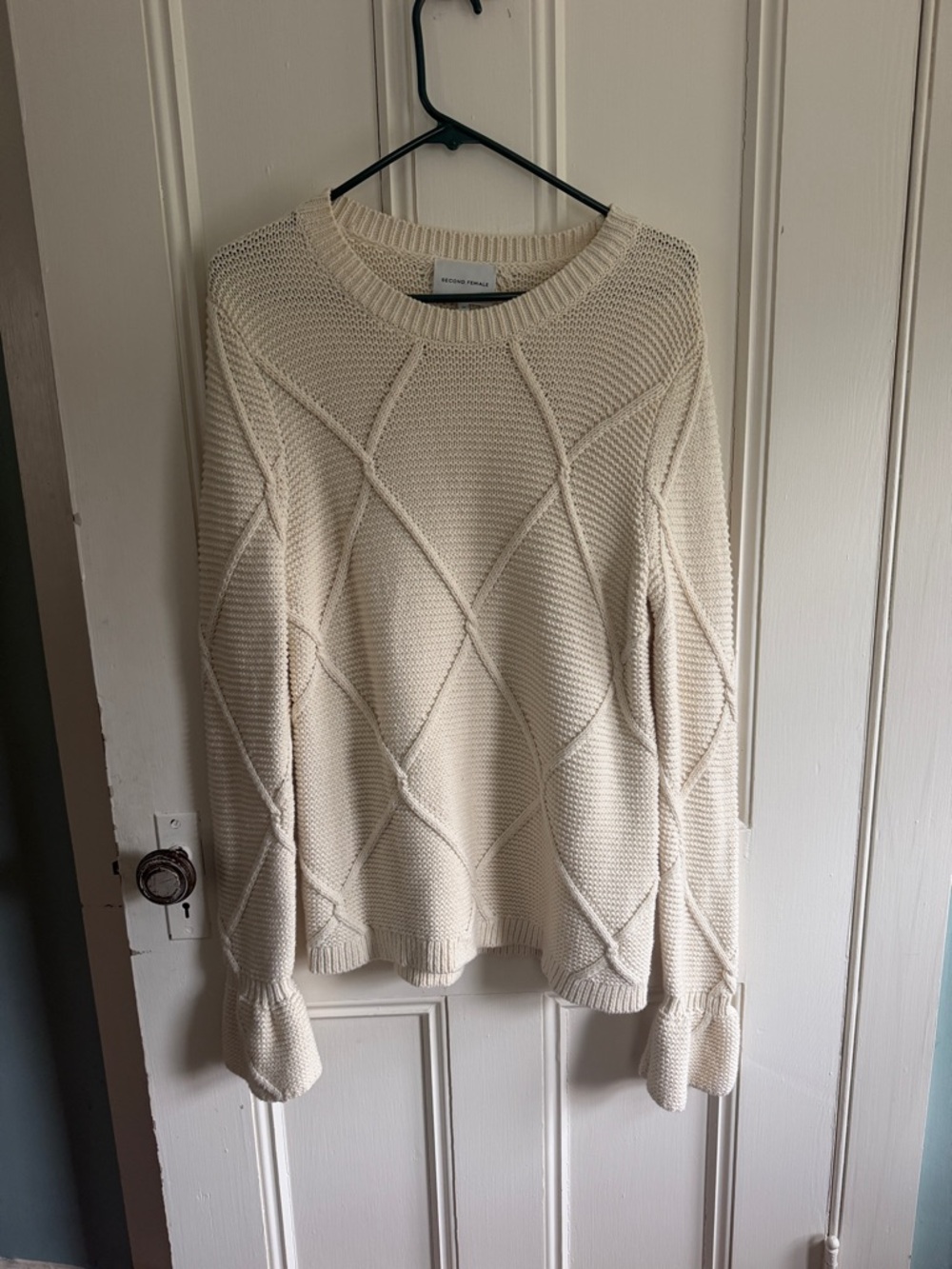 Cable Stitch Crewneck Sweater in Cream